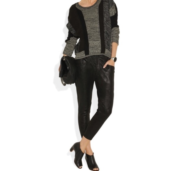 Helmet Lang Brushed Stretch-Leather Tapered Pants - Picture 3 of 8